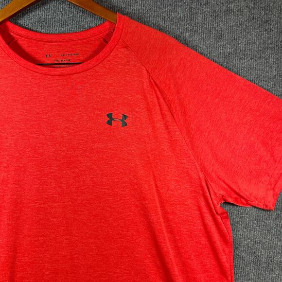 Under Armour The Tech Tee Men's XXL Red Short Sleeve Activewear Stretch Gym - Picture 2 of 8